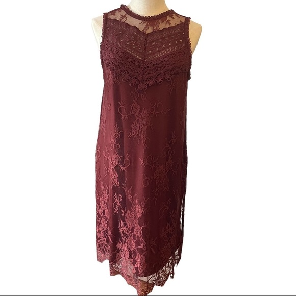 NWT Maurice’s burgundy dress with lace  overlay BEAUTIFUL! - Picture 1 of 11